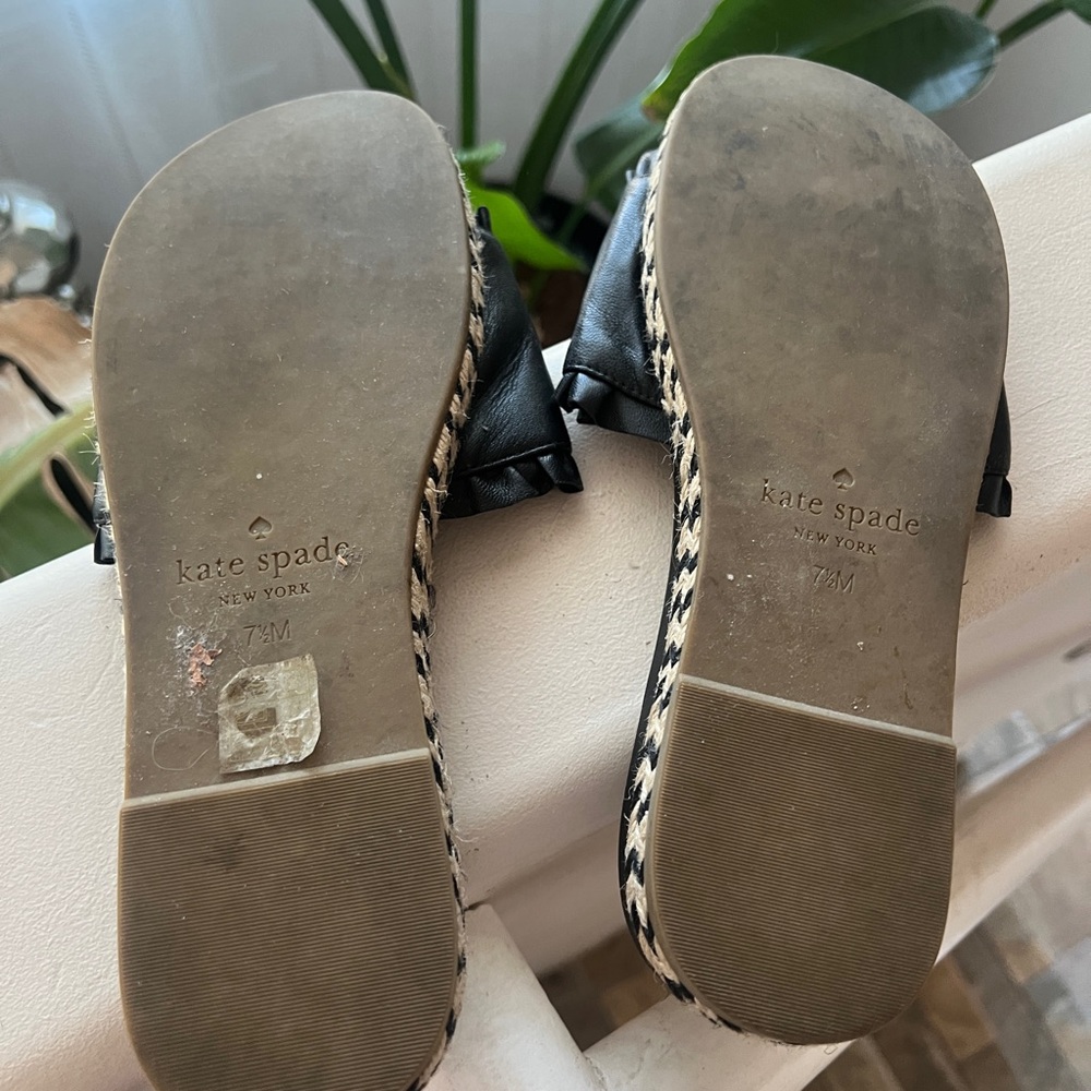 Kate Spade Black Ruffle Slide Sandals - Picture 3 of 4